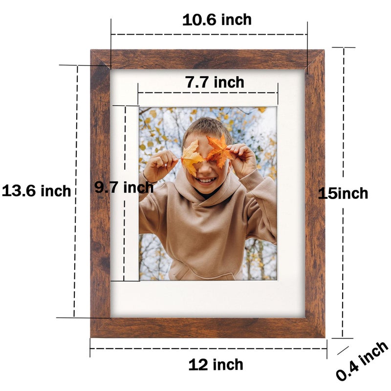 NDUFOA 11x14 Picture Frame  Display Photos 8x10 with Mat or 11x14 without Mat  Poster Frame for Wall and Tabletop  Brown - Image 5