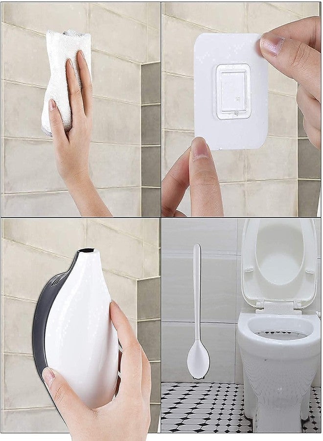 Dhruheer Self Adhesive Automatic Opening and Closing Deep Cleaning Toilet Bowl Brush - Silicone Water Drop Bathroom Toilet Cleaning Brush and Holder Set (Assorted, Standard Size) - Image 4