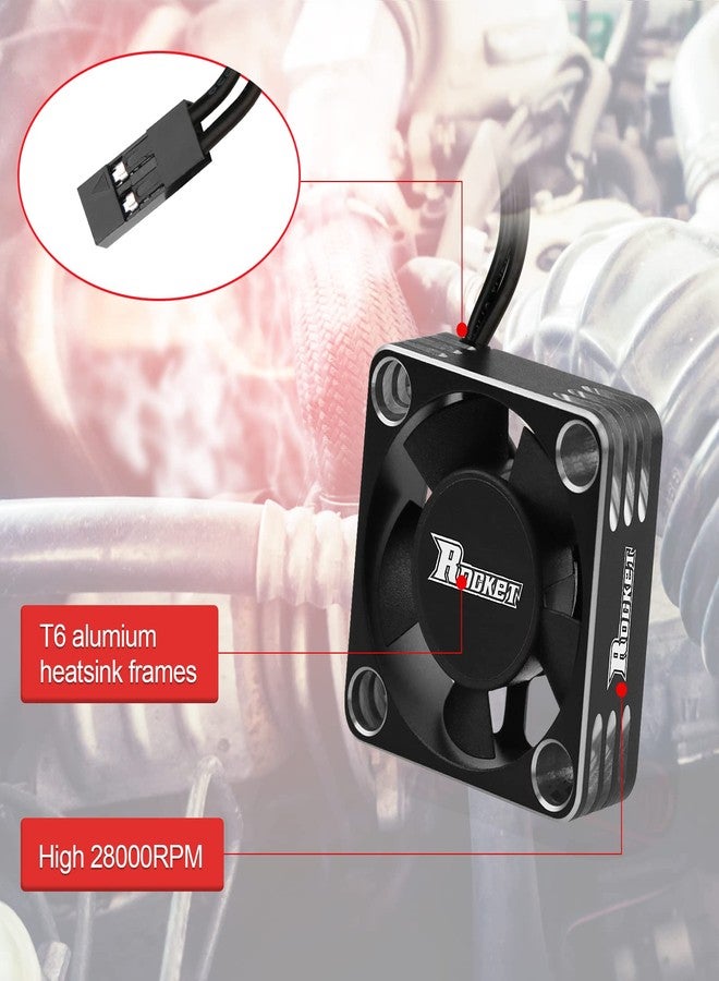ARRAROWN Motor Cooling Fan 30mm RC Motor Heatsink 28000RPM ESC Cooling Fan for RC Car 1/8 1/10 1/12 Scale 540 550 Brushless Motor (Black+Silver) - Image 3