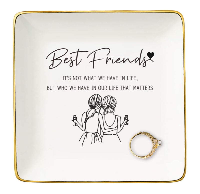 NZY Friendship Gifts for Best Friends,Sister,Woman,Thanksgiving,New Leaving,Birthday,Christmas Gifts for Woman,Friends Bestie-Ceramic Jewelry Tray Trinket Holder Ring Dish-It's Not What We Have in Life - Image 1