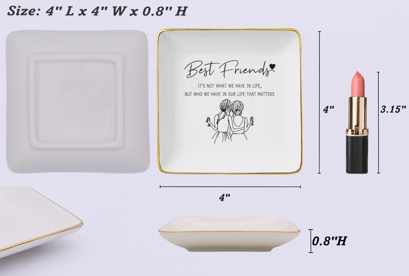 NZY Friendship Gifts for Best Friends,Sister,Woman,Thanksgiving,New Leaving,Birthday,Christmas Gifts for Woman,Friends Bestie-Ceramic Jewelry Tray Trinket Holder Ring Dish-It's Not What We Have in Life - Image 5