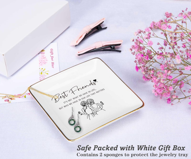 NZY Friendship Gifts for Best Friends,Sister,Woman,Thanksgiving,New Leaving,Birthday,Christmas Gifts for Woman,Friends Bestie-Ceramic Jewelry Tray Trinket Holder Ring Dish-It's Not What We Have in Life - Image 2