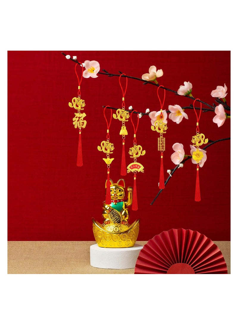 16PCS Chinese New Year Decorations, 2024 Year of Dragon Lucky Charm, Feng Shui Tassel Hanging Pendants Ornaments, for New Year Home Health Wealth Success Lucky Decor, 2024 Lunar Decorations - Image 2