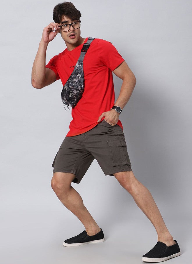 Hence Men's Slim Fit Low-Rise Grey Cargo Shorts with 6 Pockets - Image 4