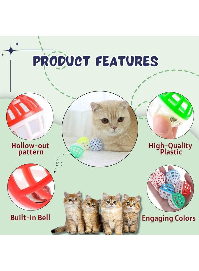 لعبة كرة صغيرة للقطط مع جرس - (عبوة من 5 قطع)، لعبة كرة جرس خشخيشة بلاستيكية ملونة للقطط والقطط الصغيرة، لعبة تدريب تفاعلية داخلية (الحجم: 4 سم) - Image 4
