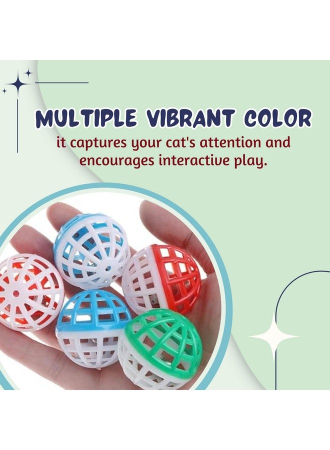 لعبة كرة صغيرة للقطط مع جرس - (عبوة من 5 قطع)، لعبة كرة جرس خشخيشة بلاستيكية ملونة للقطط والقطط الصغيرة، لعبة تدريب تفاعلية داخلية (الحجم: 4 سم) - Image 3