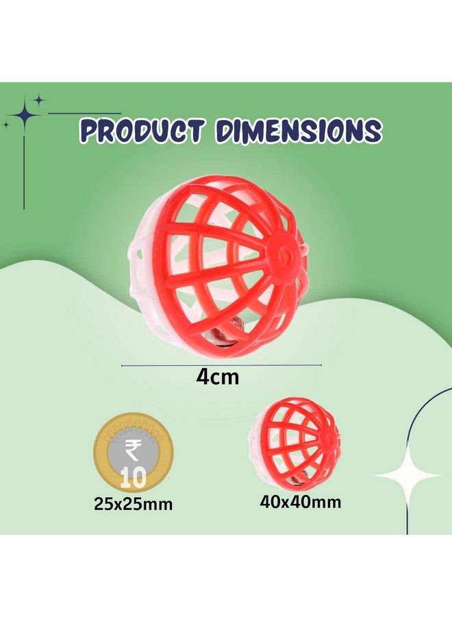 لعبة كرة صغيرة للقطط مع جرس - (عبوة من 5 قطع)، لعبة كرة جرس خشخيشة بلاستيكية ملونة للقطط والقطط الصغيرة، لعبة تدريب تفاعلية داخلية (الحجم: 4 سم) - Image 2