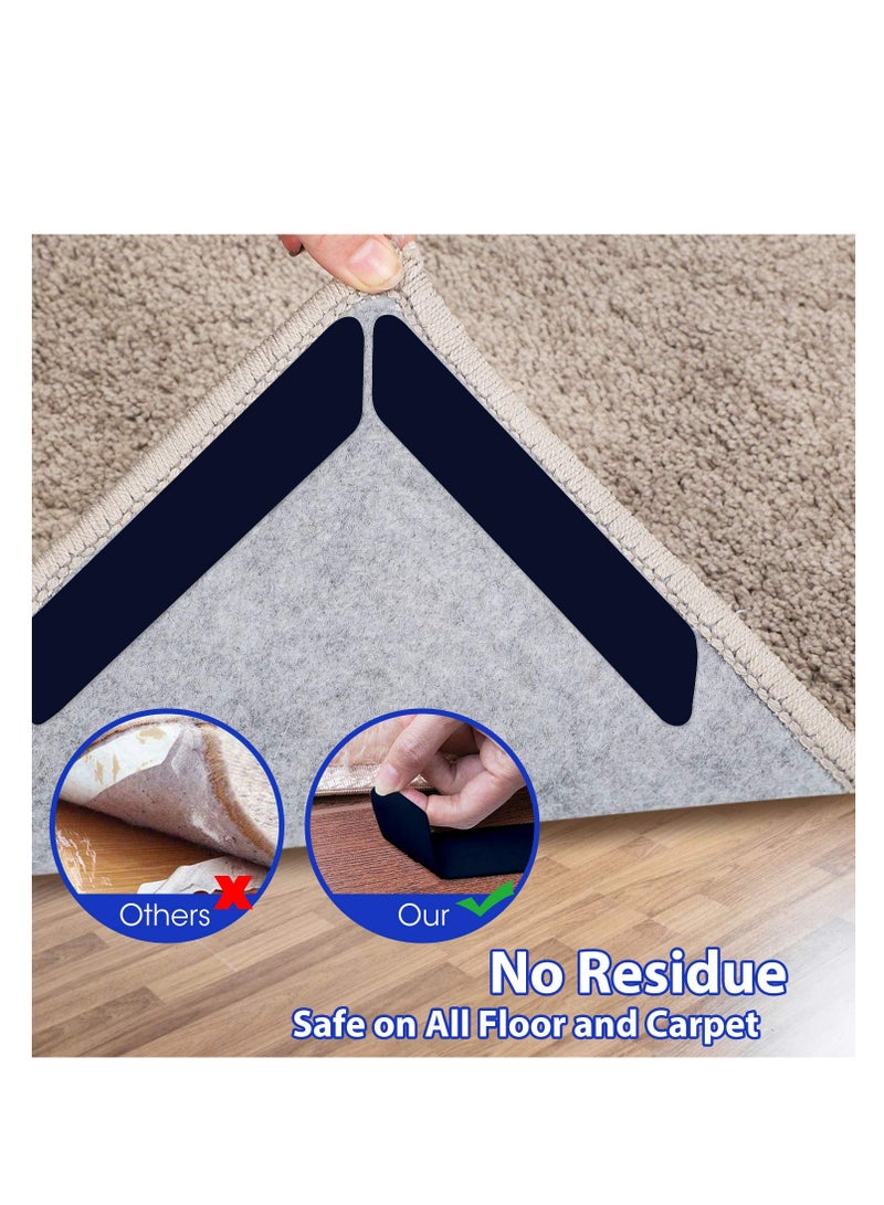 Peachjoy 16 Pcs Rug Tape, Double Sided Washable Removable Prevent Curling Rug Corner Holder, Keep Rug in Place Non Slip Adhesive Rug Stopper for Hardwood Floors and Tile  - Image 3