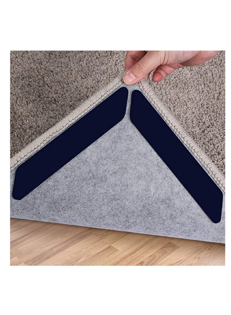 Peachjoy 16 Pcs Rug Tape, Double Sided Washable Removable Prevent Curling Rug Corner Holder, Keep Rug in Place Non Slip Adhesive Rug Stopper for Hardwood Floors and Tile  - Image 1