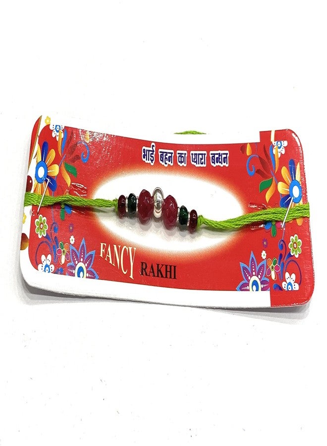 DHRUVS COLLECTION 925 Sterling Silver Rakhi With Ball Charm Threaded with Soft Colorful Beads - Traditional Look (Assorted Thread Colors) - Image 4