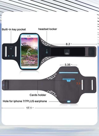 سوار ذراعي رياضي لهاتف آيفون 17/16/15/14/13/12 برو/ماكس/8 بلس/XR، حامل مفتاح وبطاقة للجيم والجري واللياقة البدنية، غطاء ذراعي لهاتف سامسونج S25/S24/S23/S22/بلس/نوت وجوجل بكسل (أسود) - view 2