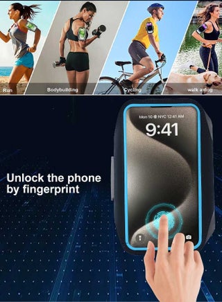 سوار ذراعي رياضي لهاتف آيفون 17/16/15/14/13/12 برو/ماكس/8 بلس/XR، حامل مفتاح وبطاقة للجيم والجري واللياقة البدنية، غطاء ذراعي لهاتف سامسونج S25/S24/S23/S22/بلس/نوت وجوجل بكسل (أسود) - view 3