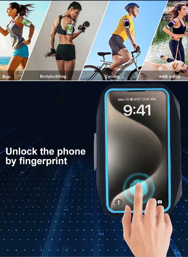 بشكل مختصر سوار ذراعي رياضي لهاتف آيفون 17/16/15/14/13/12 برو/ماكس/8 بلس/XR، حامل مفتاح وبطاقة للجيم والجري واللياقة البدنية، غطاء ذراعي لهاتف سامسونج S25/S24/S23/S22/بلس/نوت وجوجل بكسل (أسود) - Image 3