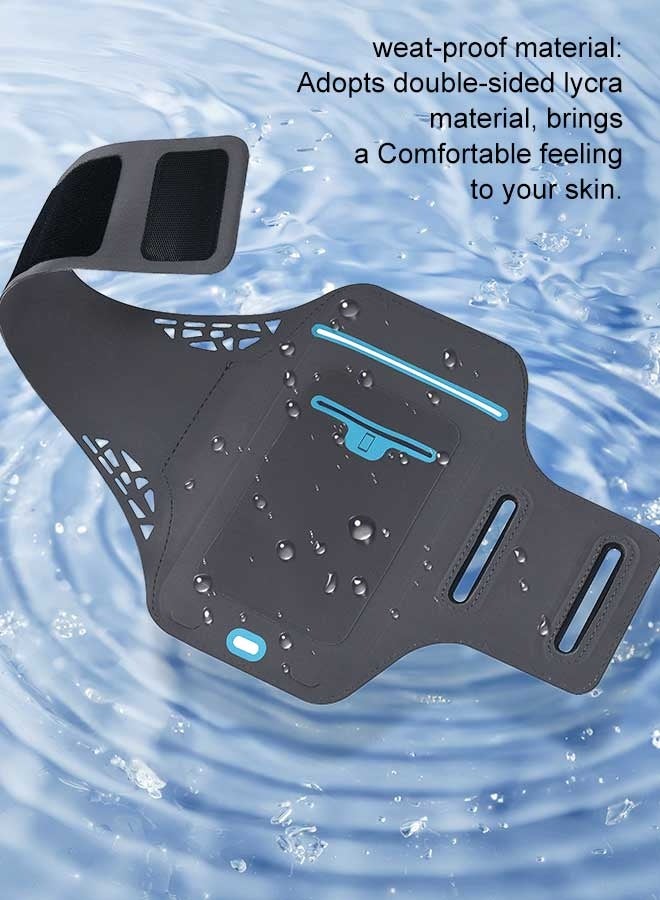 بشكل مختصر سوار ذراعي رياضي لهاتف آيفون 17/16/15/14/13/12 برو/ماكس/8 بلس/XR، حامل مفتاح وبطاقة للجيم والجري واللياقة البدنية، غطاء ذراعي لهاتف سامسونج S25/S24/S23/S22/بلس/نوت وجوجل بكسل (أسود) - Image 5