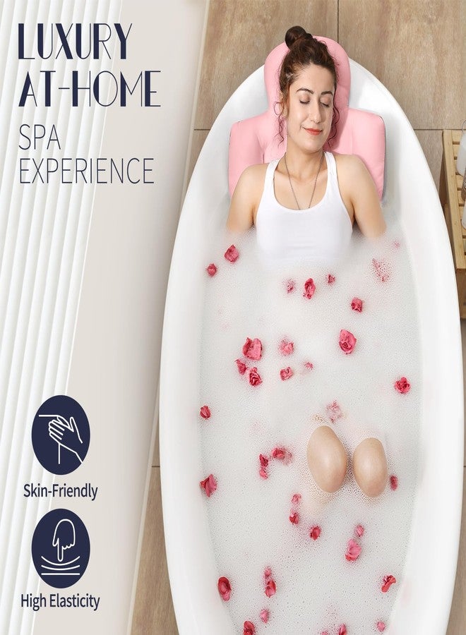 VOXOR Full Body Bath Pillow for Bathtub, Thick Bathtub Cushion with Laundry Bag, Luxury Tub Pillow for Bath for Headrest Neck and Back Support Pink 51" x 16" - Image 2
