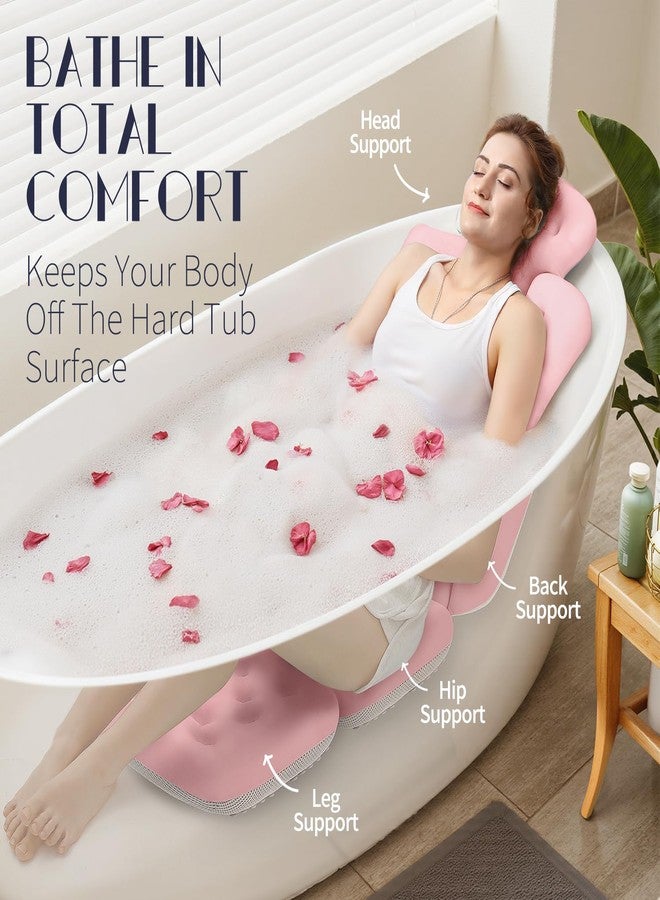 VOXOR Full Body Bath Pillow for Bathtub, Thick Bathtub Cushion with Laundry Bag, Luxury Tub Pillow for Bath for Headrest Neck and Back Support Pink 51" x 16" - Image 3