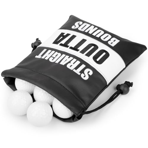 Acebirdie Golf Valuables Pouch, Leather Golf Tee Pouch with Drawstring Closure Golf Ball Handbag Portable Ball Pouch Golf Accessories for Men Women (Straight Outta Bounds) - Image 1