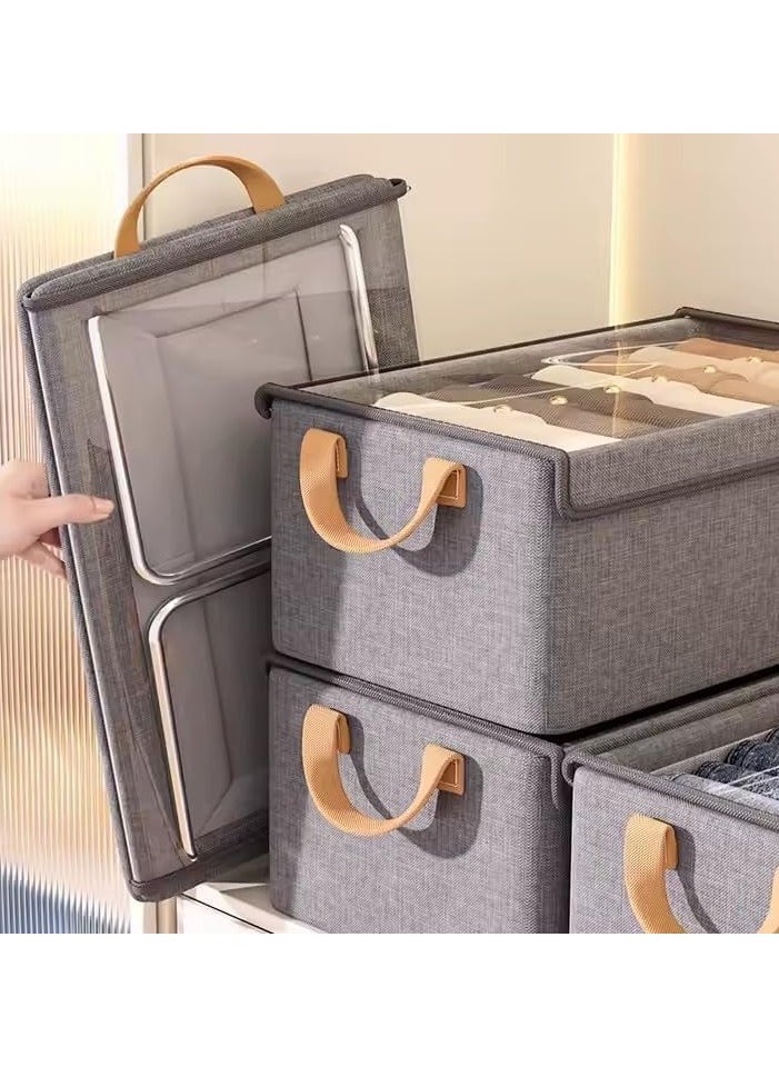 Kimaya Clothing Storage Box, Stylish and Durable Design, Home Wardrobe Layer with Lid, Pants Organizer Storage Basket 1pc  - Image 3