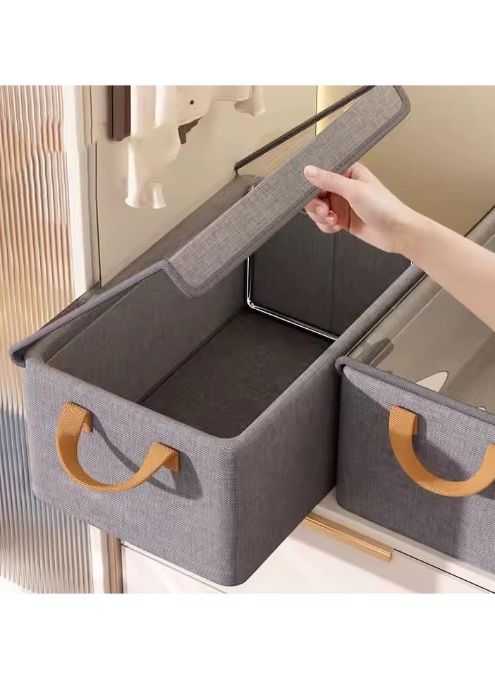 Kimaya Clothing Storage Box, Stylish and Durable Design, Home Wardrobe Layer with Lid, Pants Organizer Storage Basket 1pc  - Image 1