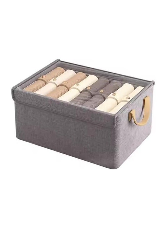 Kimaya Clothing Storage Box, Stylish and Durable Design, Home Wardrobe Layer with Lid, Pants Organizer Storage Basket 1pc  - Image 4