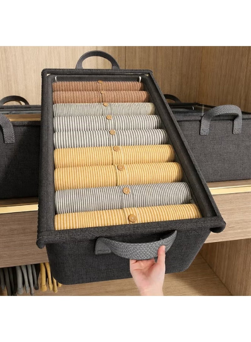 Kimaya Clothing Storage Box, Stylish and Durable Design, Home Wardrobe Layer with Lid, Pants Organizer Storage Basket 1pc - Image 2
