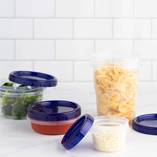 PLASTICPRO [4 oz 12 Pack] Twist Top Deli Containers Clear bottom With blue Top Twist on Lids Reusable, Stackable, Food Storage Freezer Container - Image 5