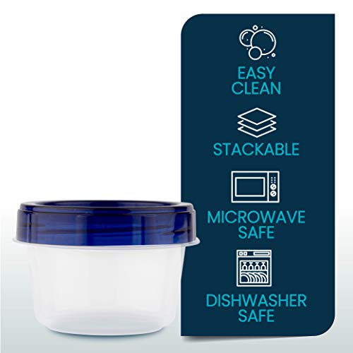 PLASTICPRO [4 oz 12 Pack] Twist Top Deli Containers Clear bottom With blue Top Twist on Lids Reusable, Stackable, Food Storage Freezer Container - Image 4