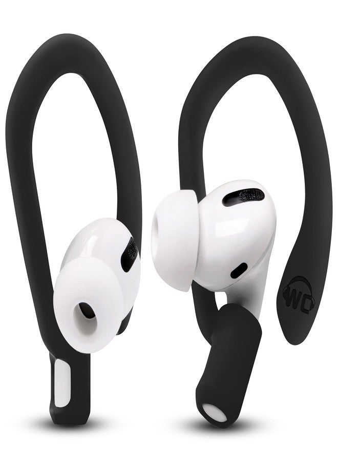 WC HookZ - Patented Upgraded Over Ear Hooks for AirPods Pro 1, 2 & AirPods 1, 2 & 3- Two Size Pairs Included in Package, Unique Left & Right Hook, Made by Wicked Cushions | Pitch Black - Image 1