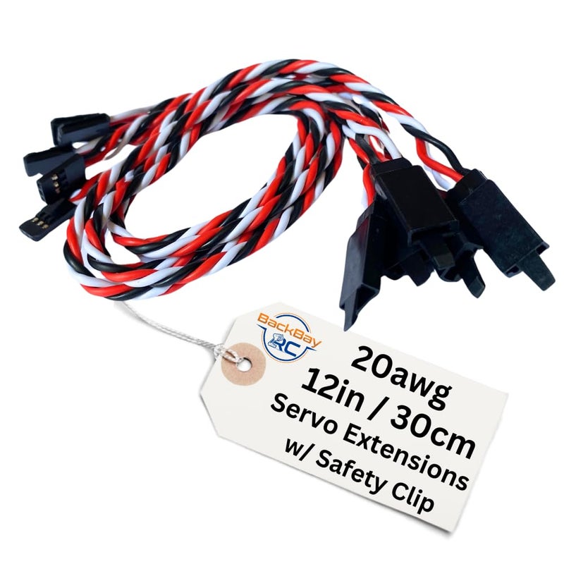 BackBay R/C BackBayRC 20awg Twisted Servo Extension Cable wSafety Clip 100 Strands for RC Vehicles Drones EBikes 7 Lengths 5 Wires per Pack 30CM 12in - Image 3