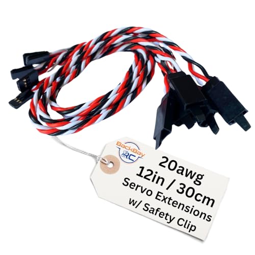 BackBay R/C BackBayRC 20awg Twisted Servo Extension Cable wSafety Clip 100 Strands for RC Vehicles Drones EBikes 7 Lengths 5 Wires per Pack 30CM 12in - Image 1