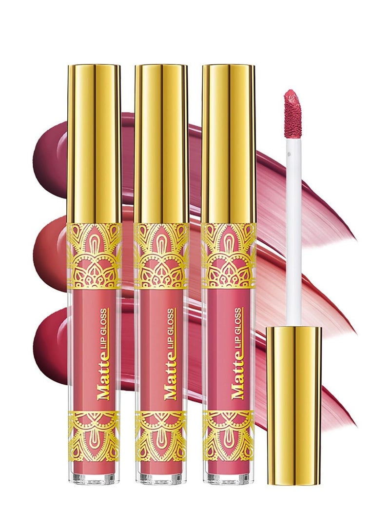 SYOSI 3Pcs Matte Lipstick, 3 Colors Velvet Nude High Pigment Not Fade Smooth Long-Lasting Wear Non-Stick Cup Waterproof Matte Lip Gloss for Lip Makeup for Women and Teenage Girls - Image 1