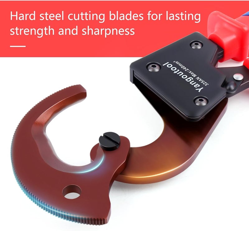 Yangoutool Ratchet Cable Cutter Heavy Duty for Copper and Aluminum Cables, 240mm² Capacity, Sharp Polished Edges, Ideal for Cutting Large Armored Electrical Wires, Perfect for Electricians - Image 4