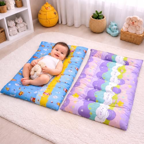 Infantbond New Born Baby Cotton Baby Bed | Godari | Toddlers Bed | Baby Bedding |Baby Mattress | Cradle Bed | Multi-Color | Pack of 5 (0-8 Months)(SPRIAL)(Colour May Vary) - Image 1