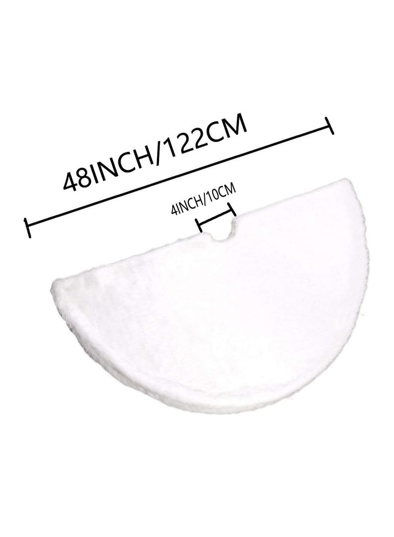 48 Inch Faux Fur Christmas Tree Skirt White Plush Skirt for Merry Christmas Party Christmas Tree Decoration - Image 2