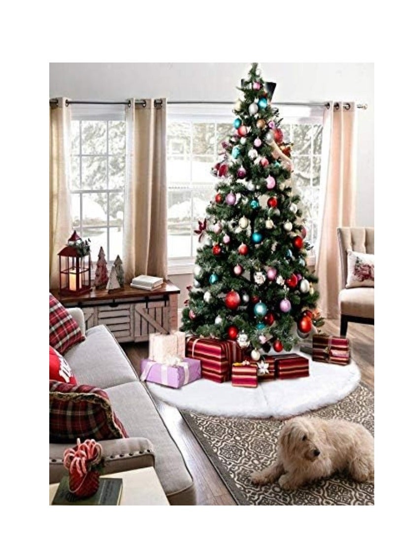 48 Inch Faux Fur Christmas Tree Skirt White Plush Skirt for Merry Christmas Party Christmas Tree Decoration - Image 5