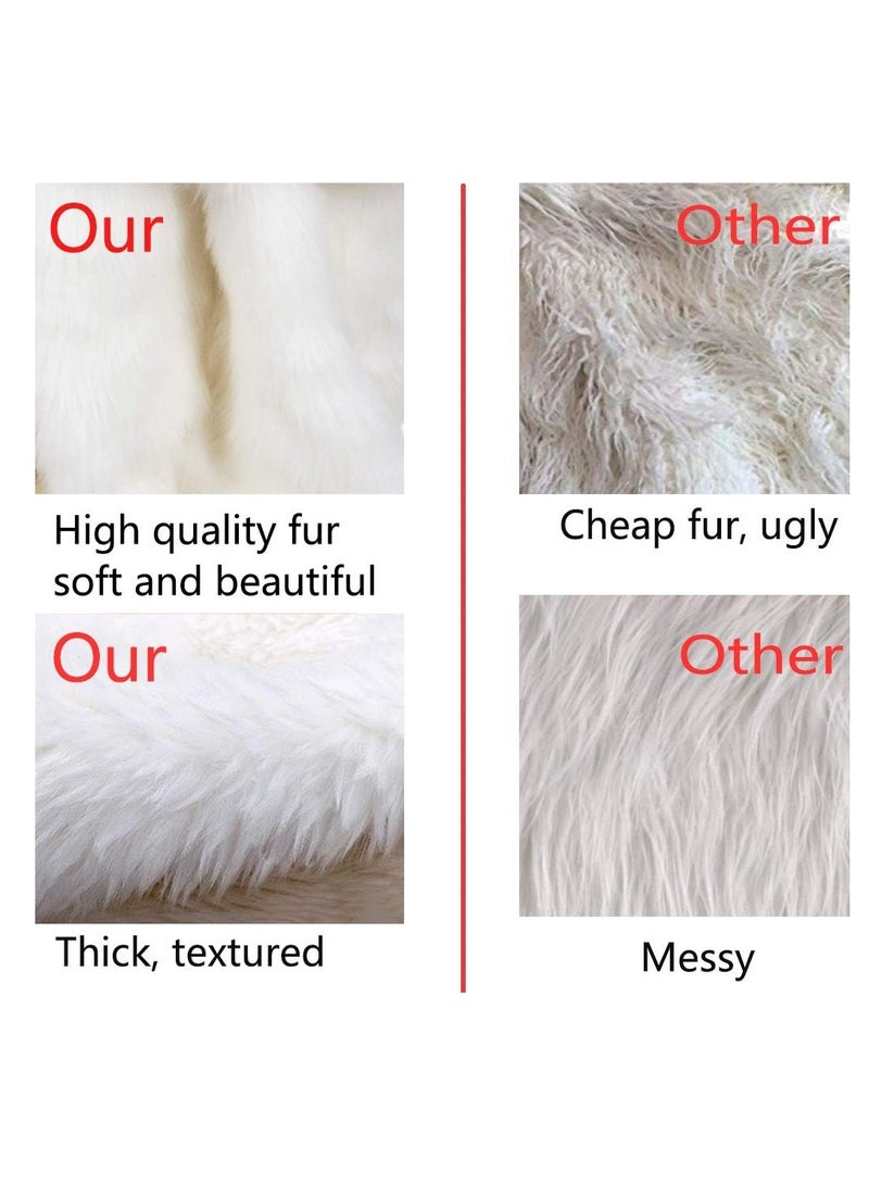 48 Inch Faux Fur Christmas Tree Skirt White Plush Skirt for Merry Christmas Party Christmas Tree Decoration - Image 4