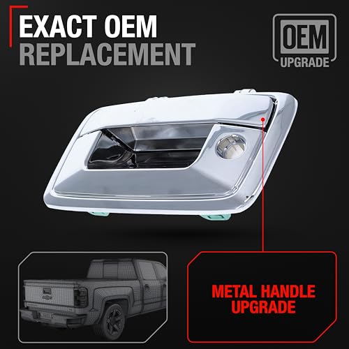 T1A Tailgate Handle Assembly Upgraded Metal Compatible with 20162019 Chevrolet Silverado GMC Sierra Liftgate Latch Handle Replacement Chrome wCamera Hole OEM 23448681 23487215 84016231 - Image 3