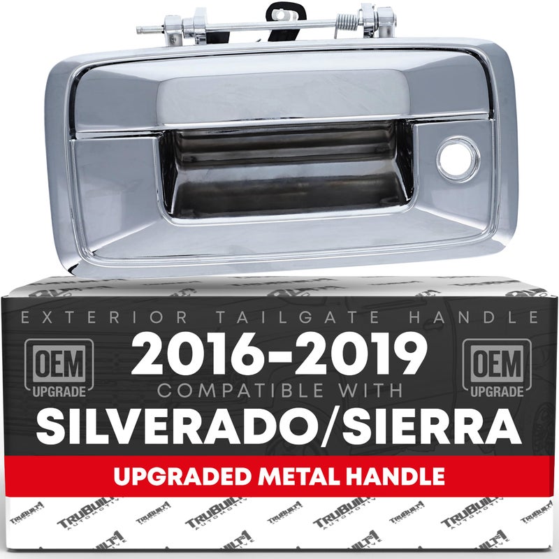 T1A Tailgate Handle Assembly Upgraded Metal Compatible with 20162019 Chevrolet Silverado GMC Sierra Liftgate Latch Handle Replacement Chrome wCamera Hole OEM 23448681 23487215 84016231 - Image 2