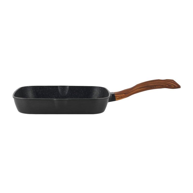 VINOD Vinod Zest Plus Die Cast Aluminium Grill Pan 24 cm BarbequeTandoori 5mm Thick 5 Layer Coating Wooden Finish Handle Induction Gas Base 1 Year Warranty  - Image 5