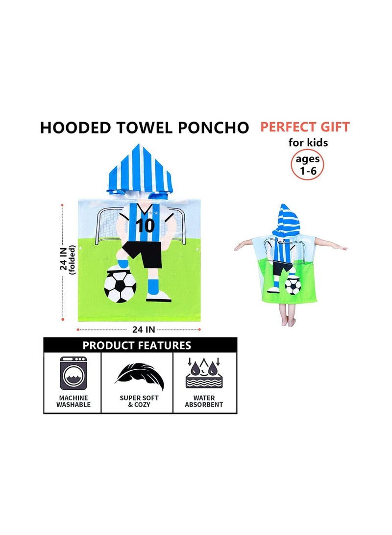 واي آند دي Kids Bath Towel for 1-6 Years Toddler, 1Pcs Hooded Towel, Microfiber Super Soft Robe Poncho Bathrobe, Boys Girls Swimming Beach Holiday Water Playing Pool Coverups (Soccer Kid) - Image 3