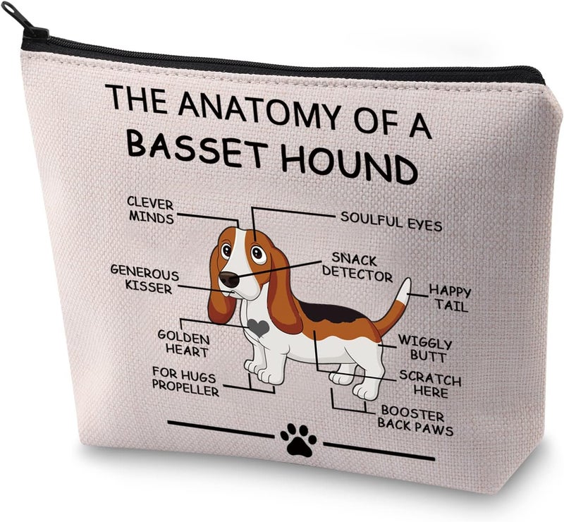 LEVLO Funny Basset Hound Dog Lovers Gifts The Anatomy of A Basset Hound Cosmetic Bags Basset Hound Veterinary Mom Travel Toiletry Bags (Basset Hound)