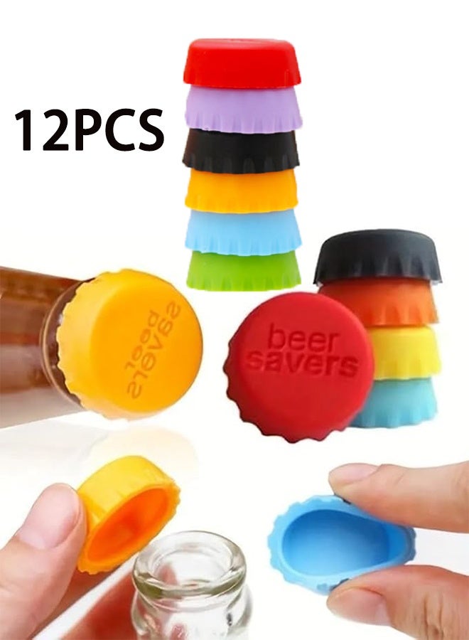 12pcs Reusable Silicone Cap, Sealed Topper for Vinegar, Soy Sauce, Soda,  Practical Stopper for Beverage Bottles, Kitchen Gadgets - Image 1