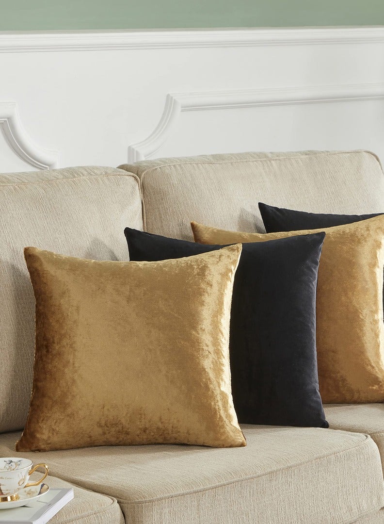 جولي أغطية وسائد مربعة ناعمة ذهبية اللون، 4 قطع من أغطية الوسائد المخملية مقاس 18*18 بوصة/45*45 سم، أغطية وسائد للأريكة والسرير وديكور المنزل (الحشوة غير مضمنة) - Image 2