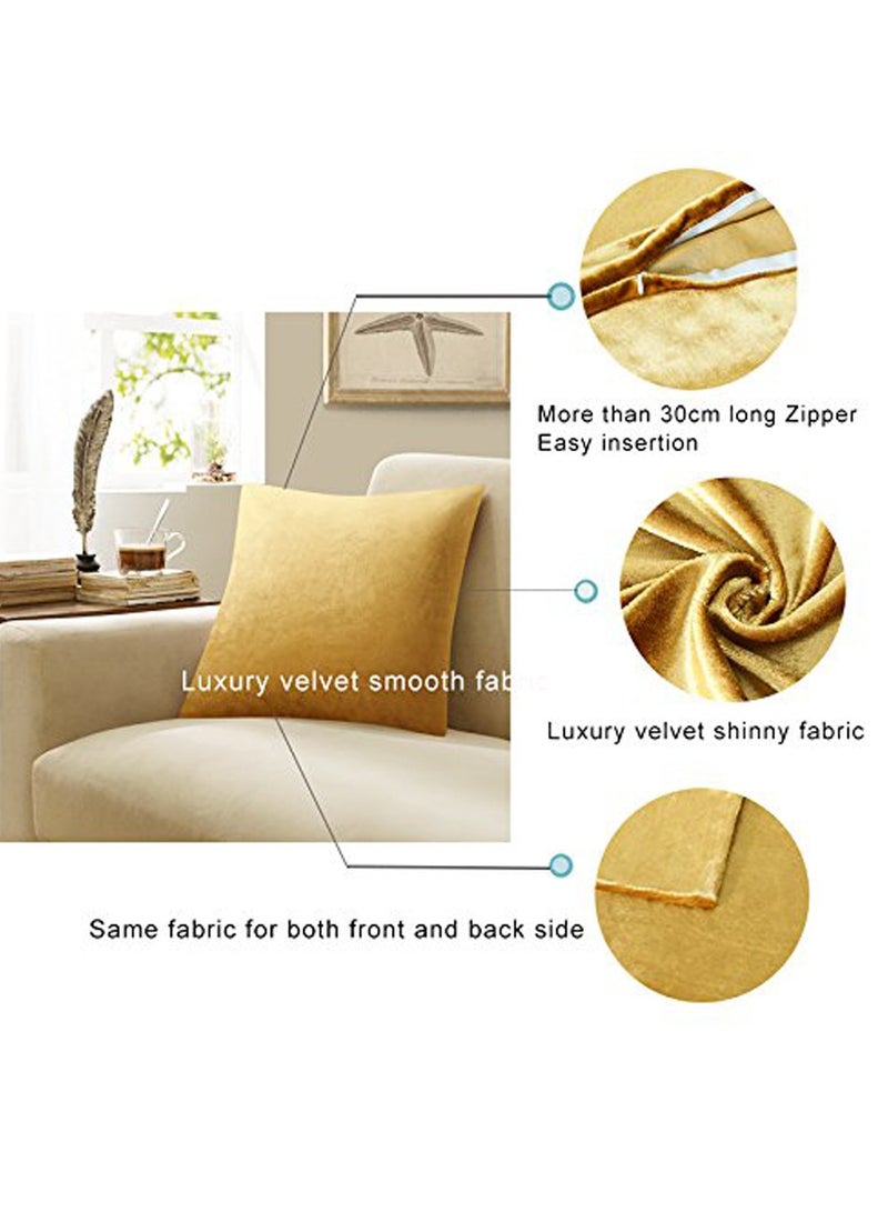 جولي أغطية وسائد مربعة ناعمة ذهبية اللون، 4 قطع من أغطية الوسائد المخملية مقاس 18*18 بوصة/45*45 سم، أغطية وسائد للأريكة والسرير وديكور المنزل (الحشوة غير مضمنة) - Image 3