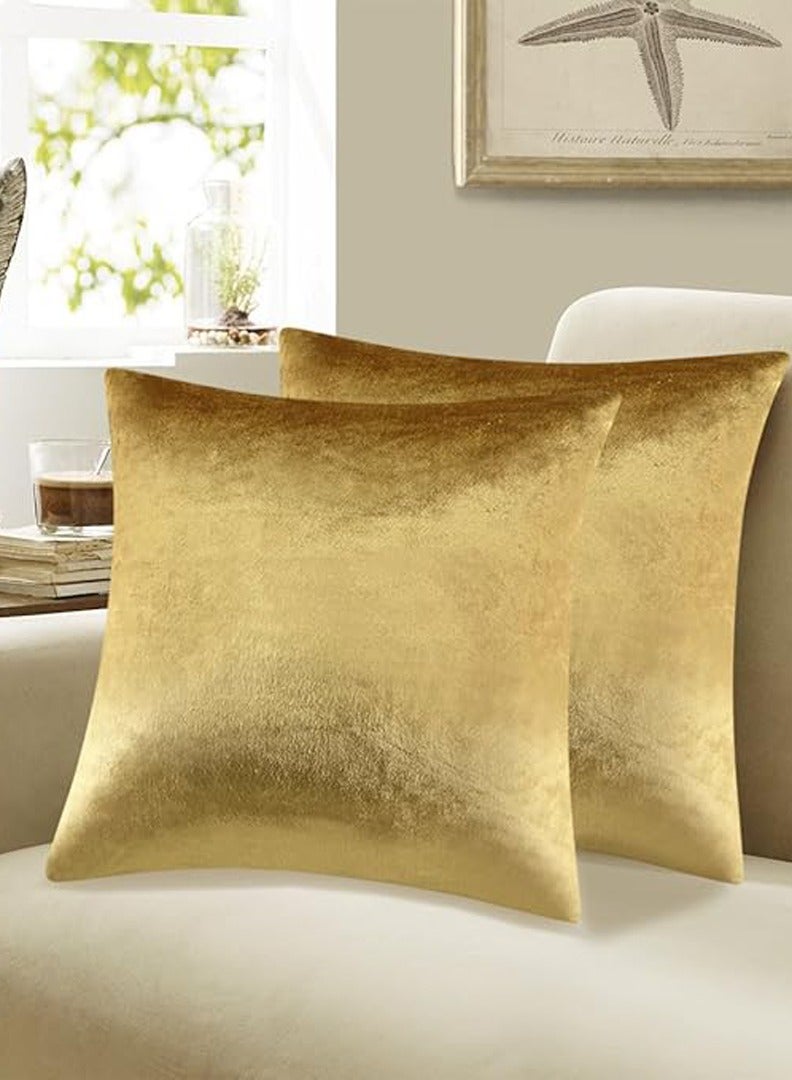 جولي أغطية وسائد مربعة ناعمة ذهبية اللون، 4 قطع من أغطية الوسائد المخملية مقاس 18*18 بوصة/45*45 سم، أغطية وسائد للأريكة والسرير وديكور المنزل (الحشوة غير مضمنة) - Image 4