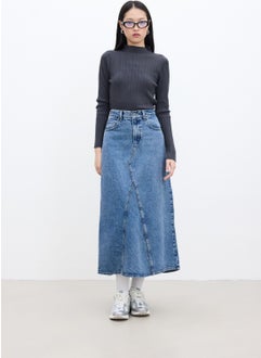 Manuka Flounce Hem Denim Skirt Blue  - Image 3