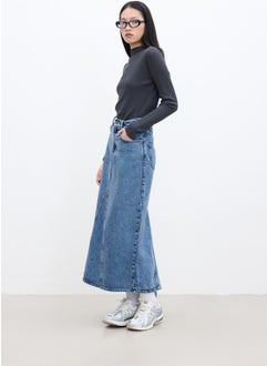 Manuka Flounce Hem Denim Skirt Blue  - Image 4