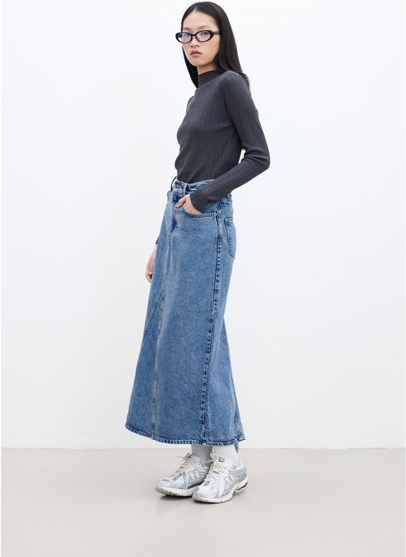 Manuka Flounce Hem Denim Skirt Blue  - Image 4
