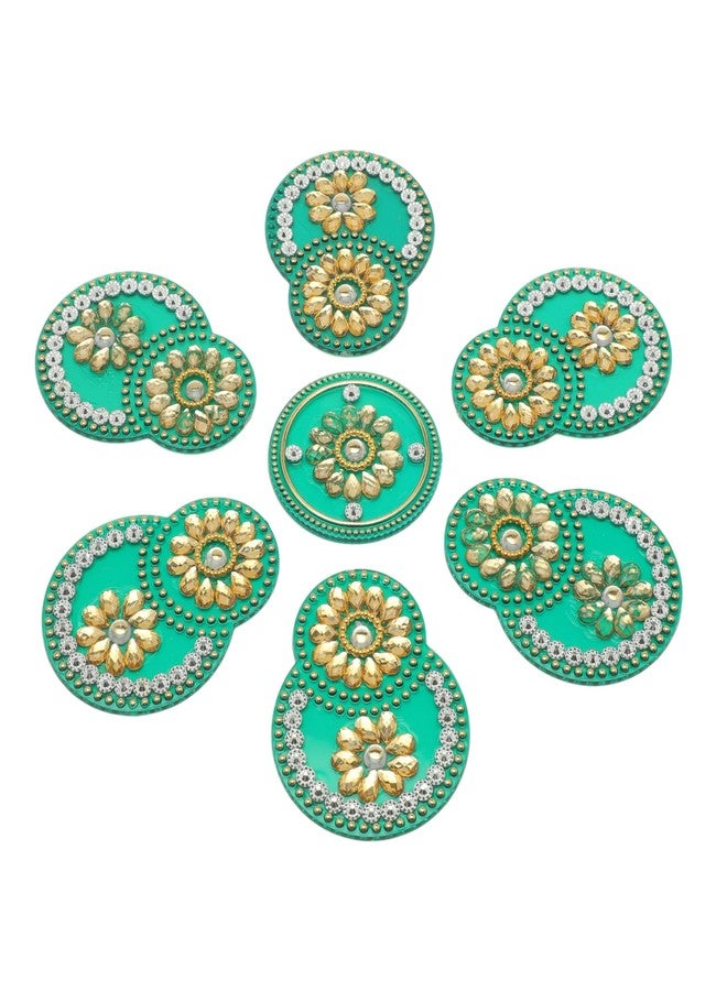 أديتري_كرييشن رانجولي أرضية مزخرفة، قابلة لإعادة الاستخدام، مصنوعة من الأكريليك، صغيرة الحجم، مناسبة للمهرجانات الهندية التقليدية مثل لاكشمي بوجان ورأس السنة الجديدة، ديكور منزلي للأرضيات الداخلية، وهدايا تذكارية (الحجم: 8 بوصات، أخضر). - Image 1