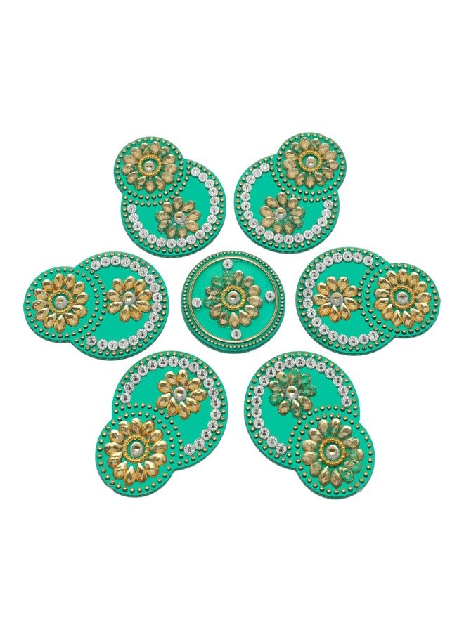 أديتري_كرييشن رانجولي أرضية مزخرفة، قابلة لإعادة الاستخدام، مصنوعة من الأكريليك، صغيرة الحجم، مناسبة للمهرجانات الهندية التقليدية مثل لاكشمي بوجان ورأس السنة الجديدة، ديكور منزلي للأرضيات الداخلية، وهدايا تذكارية (الحجم: 8 بوصات، أخضر). - Image 3